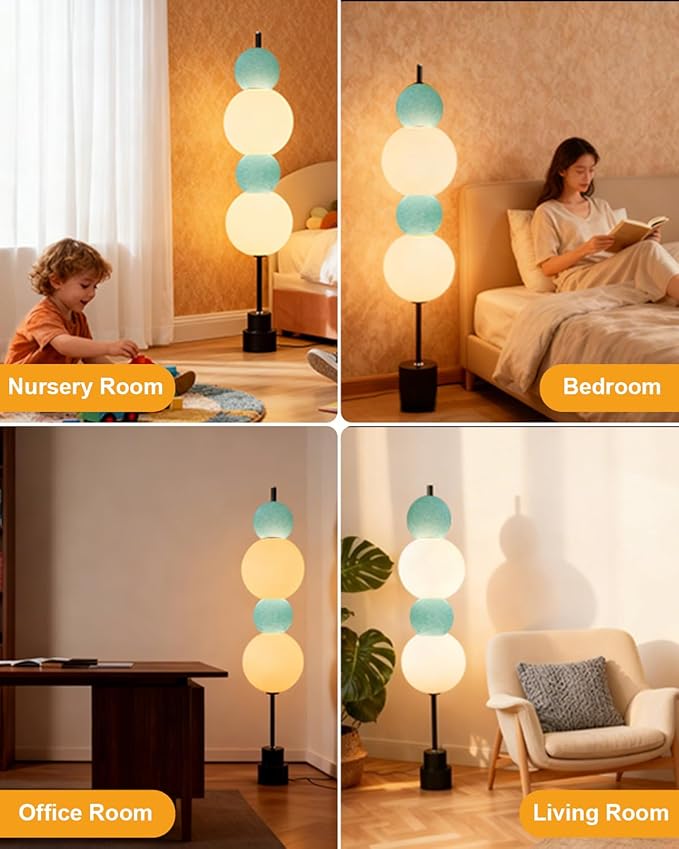 Lightdot Blue Globe Floor Lamp with 3 Color Temperatures LED Bulbs Included,Dimmable Floor Lamps with Touch Switch,Unique Modern Standing Tall Lamp for Bedroom Living Room/Sofa Beside/Corner Decor