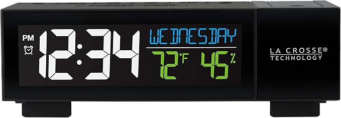 La Crosse Technology 616-1950-INT Pop-Up Bar Projection Alarm Clock with USB Charging Port
