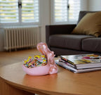 Hippo Statue, Hippo Resin Furniture Ornament Sculpture, Suitable for Home Decor, Desktop Hippo Candy Bowl, Entryway Table Storage Vessel, Storage Box (Pink)
