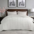 Greek Velvet Twin Quilt Set, 3× Softer Luxe Sheen, 100% Cotton Backing, 150GSM Down-Alternative Fill, Expanded 68×90" Coverage for Fuller Side Drape (1 Quilt + 1 Pillow Shams), Brilliant White