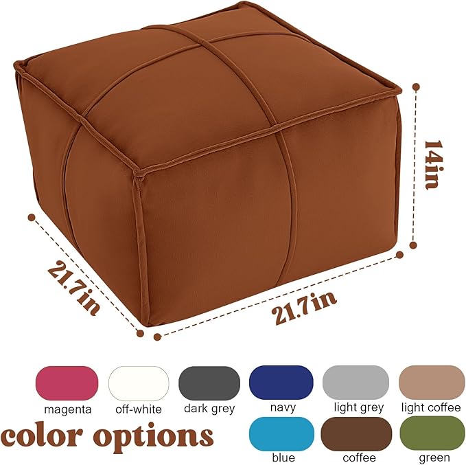 MeMoreCool Stuffed Round Pouf Ottoman Foot Rest, Floor Pouf Foot Stool with Soft Foam Chunk Filling, Small Round Ottoman Footstool Circle Footrest for Living Room