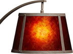 Franklin Iron Works Oak River Rustic Farmhouse Mission Arc Floor Lamp Standing 66 1/2" Tall Dark Rust Natural Wood Amber Mica Drum Shade for Living Room Reading Bedroom Office House Home Decor