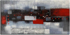 MyArton Large Abstract Red Gray Linen Wall Art Hand Painted Textured Oil Painting Picture on Canvas Framed Ready to Hang 60x30inch