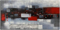 Handmade Abstract Red Gray Oil Painting, Thick Textured Linen Artwork, Modern Decoration Wall Art, Framed Painting Picture 48x24inch