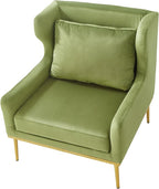 Merax Luxury Velvet Accent Chair, Modern Mid-Century Armchair for Living Room, Bedroom Reading Corner, Comfortable Tufted Single Seater Sofa Chair with Iron Legs (Green)