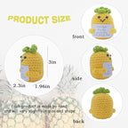 Funny Positive Pineapple Gifts for Him Her, 3 inch Knitted Pineapple Doll with Emotional Support Card Birthday Gift Cute Room Decor Crochet Party Decoration Toy Encouragement Reminder
