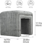 Get Set Style Vanity Stool Chair,Modern Velvet Ottoman Foot Stool with Wooden Legs Sofa Bench Footstool Extra Seat for Vanity,Makeup Room,Living Room,Entryway,Office (Fully Assembled) (Dark Grey)