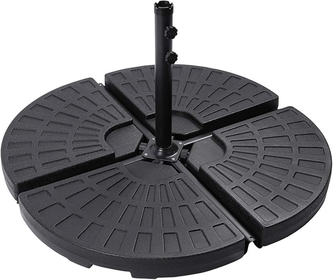 Sunnyglade 18.9" 4Pcs 13L Fan Shaped Water or Sand Filled Umbrella Base/Fan Style Self-Filled Cantilever Offset Umbrella Base Stand Suitable for All Kinds of Cross Tiles (Black)