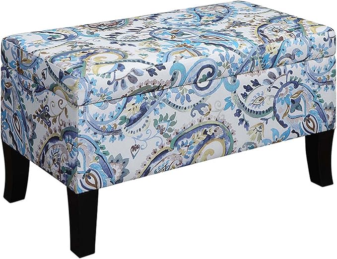 Convenience Concepts Designs4Comfort Winslow Storage Ottoman Bench 32" - Transitional Upholstered Footstool & Seat, for Living Room, Entryway, Hallway, & Bedroom, Paisley Fabric