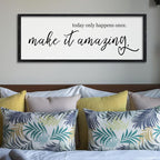Surfapans Inspirational Wall Decor 32"X12" Today Only Happens Once Make It Amazing Sign Motivational Quote Office Positive Large Rustic Farmhouse Living Room Horizontal Wall Hanging Art (Black)