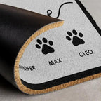 Personalized Coconut Doormat - Welcome Entryway Décor Gift, Custom Family Name Keepsake for Home, Thoughtful Housewarming, Anniversary or Everyday Front Door Accent - Welcome Family Heart Pawprints