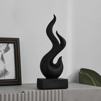 Modern Abstract Art Table Decoration, Gold Decor Flame Statue for Living Room Home, Black Shelf Decor Accents, Abstract Art Resin Sculpture for Dining Room, Office & Coffee Table Centerpiece (Black)