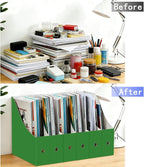 Limitliho Cardboard Magazine Holder for Desk, Book Bins for Classroom Library,Office,Home, 10.6" H x 10.2" L x 3.5" W in file holder (Green, 6 Pack)