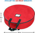 Primode Heavy Duty Christmas Wreath Storage Bag 24"- Garland Wreaths Container with Handles - Durable 600D Oxford Polyester Material Holiday Wreaths Storage Holder 24” (Red)