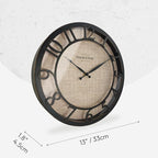 Presentime & Co 13" Farmhouse Series Wall Clock, Cottage Style, Faux Burlap Design, Silent No Ticking, Oil Rubbed Antique Bronze Finish
