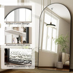 HARRITPURE 71"x30" Arched Full Length Mirror Free Standing Leaning Hanging Mounted Mirrors Aluminum Frame Modern Simple Home Decor for Living Room Bedroom Cloakroom, Black