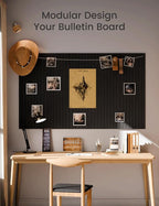 Fluxynara Large Felt Bulletin Board 48" X 36" Large Cork Board Alternative-12 Pack with 70 Safe Removable Adhesive Tabs, Cork Boards for Walls Cork Board for Home Office Classroom Pin Board (Black)
