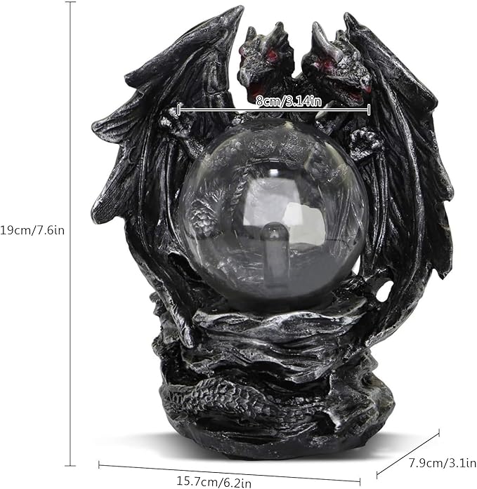 Plasma Ball Lamp Touch Sensitive,Party Magical Electrostatic Red Color Crystal Ball for Halloween (Evil Dragon)