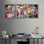 Novatique Graffiti Canvas Wall Art Banksy Art Wall Decor Colorful Graffiti Print Pictures Modern Teen Painting for Living Room Bedroom,12" x 16" x 3Pcs