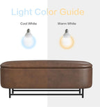 HomePop Ellipse Modern Storage Bench with Metal Legs |Homepop Home Décor|Bench with Storage for Living Room & Bedroom - Brown Faux Leather