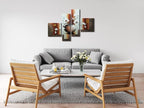 Wieco Art -Stretched and Framed 100% Hand-painted Modern Canvas Wall Art Stretched and Framed Elegant Flowers for Home Decoration Floral Oil Paintings on Canvas 4pcs/set