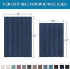 H.VERSAILTEX 2 Piece Bathroom Set - Super Absorbent Chenille Striped Bath Mats and Rugs - Non-Skid, Machine Washable Floor Mats (Navy, 24 x 36 Plus 20 x 32 Inches)