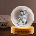 Personalized Photo Crystal Ball Engravable Text Picture Snow Globe Customized Crystal Frame Gifts for Family Couples Friends on Birthday Anniversary Halloween Thanksgiving Day