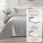 KASENTEX Twin Quilt Set 68"x86" – Soft Washed 3-Layer Lightweight Bedspread, Minimalist Nordic Design, All-Season Spring & Summer Quilt Set (1 Quilt + 2 Pillow Shams), Gull