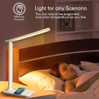 LED Desk Lamp for Office Home, Bright Desk Light with USB Charging Port, Adjustable Dimmable Desk Lamps 5 Modes 5 Brightness, Touch Study Lamp for Nail, Craft, Puzzle, Sewing, Study, White Pro