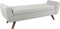 HomePop Modern Storage Bench with Wood Legs |Homepop Home Décor|Bench with Storage for Living Room & Bedroom - Light Gray Woven