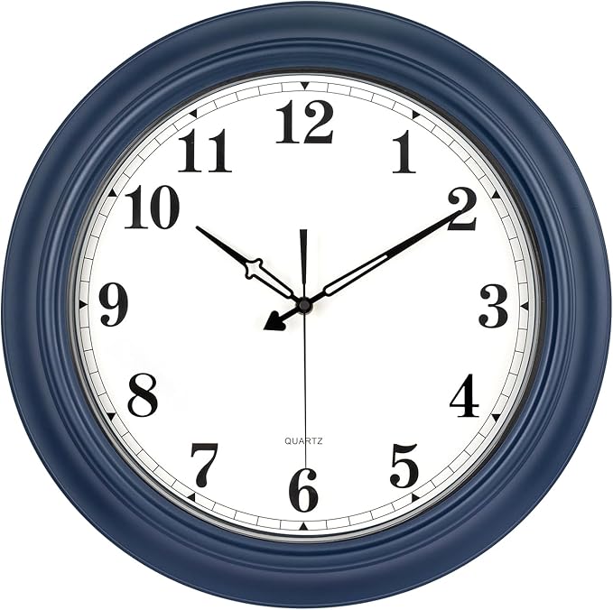 18 Inch Large Wall Clock, Battery Operated Silent Non-Ticking Indoor Outdoor Clock, Vintage Decorative Analog Metal Wall Clock for Living Room, Kitchen, Office, Patio - Blue