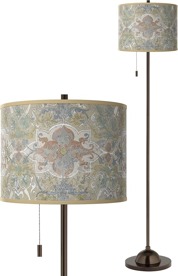 Lucrezia Bronze Club Floor Lamp with Print Shade