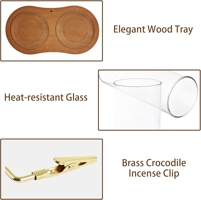 2 Pack Incense Holder with Ash Catcher, 2 in1 Large Incense Holder for Sticks, Anti-Ash Incense Burner Holders for Yoga, Spa, Meditation and Home Decor Reddish, Brown