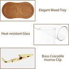 2 Pack Incense Holder with Ash Catcher, 2 in1 Large Incense Holder for Sticks, Anti-Ash Incense Burner Holders for Yoga, Spa, Meditation and Home Decor Reddish, Brown