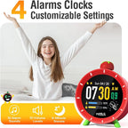 MOMILLA Kids Alarm Clock for Bedrooms, Colorful Display 7-Day Programmable 4 Alarms, Visual Timer with White Noise, Digital Clock Loud for Heavy Sleepers, Christmas Birthday Gifts for Girls Boys