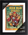 Creative Picture Frames 7 x 10.25 Magazine Comic Book Frame with Full-Strength Glass, Holds Up To A 1/4" Thick Media with Installed Hangers for Easy Mounting, 8x12 Black Frame with White Mat