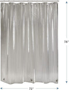 AmazerBath 72x78 Long Shower Curtain Liner, Clear Black Plastic Shower Curtain Liner, Waterproof PEVA Shower Liner, Cute Lightweight Shower Curtains for Bathroom with 3 Magnets & Rustproof Grommets