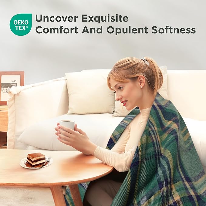 Sophia & William Throw Blanket for Couch Sofa(60x80 Inches) - Reversible Fluffy Soft Blanket, Gifts for Women, Green