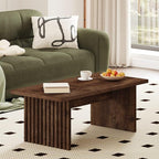 BON AUGURE Coffee Table for Living Room, Farmhouse Wood Center Table, Rectangle Mid-Century Living Room Tables, Unique Fluted Panel Coffee Tables (Rustic Oak, 43Inch)