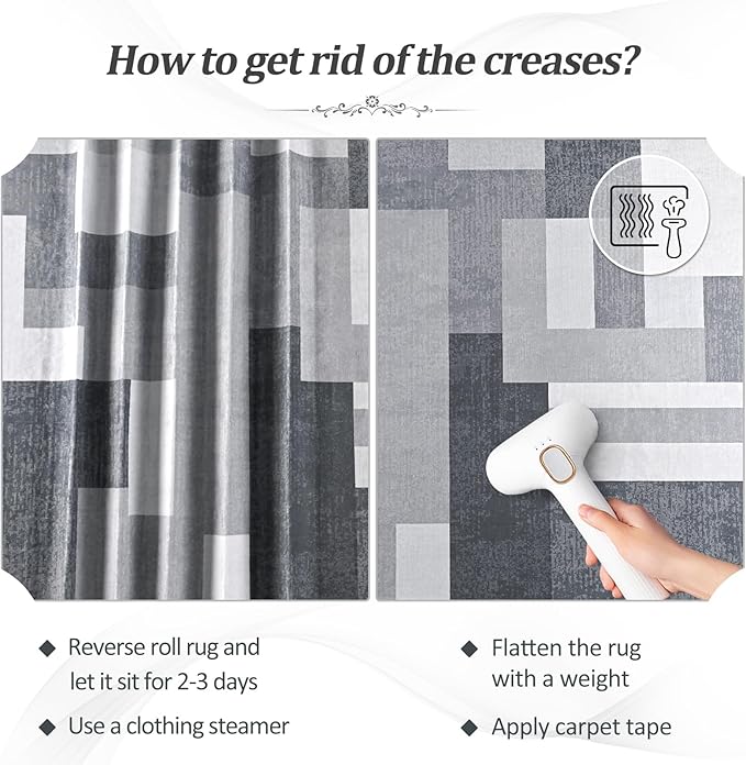 FlyDOIT Modern Geometric Patchwork Area Rug, 6x9 Gray Large Rugs for Living Room, Rockwood Collection Indoor Rugs for Bedroom, Throw Carpet Floor Decor for Entryway Dining Room Office Dorm Nursery