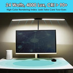 LED Desk Lamp with Two Heads, Clamp On Desk Lamps, 24W, 4000 LMS, CRI>90, 5 Color Modes (2600K-6500K), 10 Brightness Levels, Adapter Included