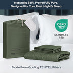 Olive + Crate Tencel Eucalyptus Cooling Duvet Cover Set - Hypoallergenic, Lyocell Tencel Duvet Cover - Soft, Temperature Regulating with Hidden Button Closure & Corner Ties - California King [Moss]