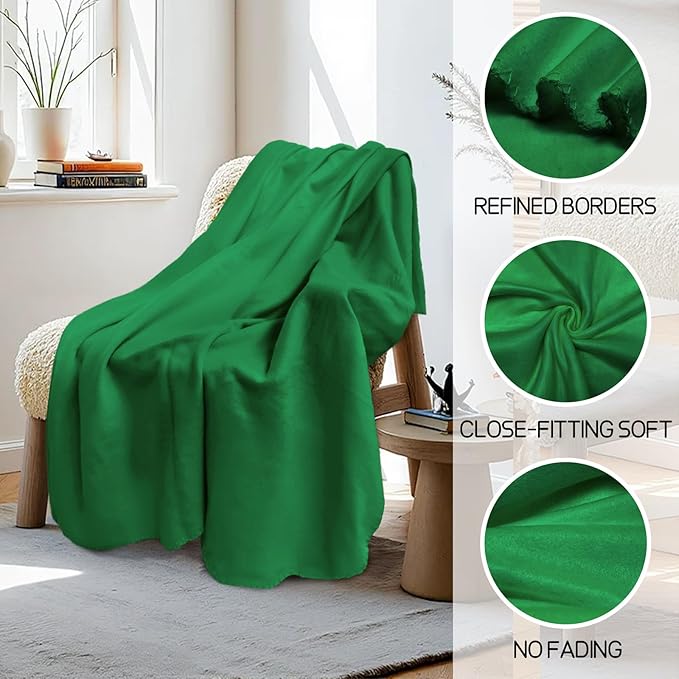 24 Pcs Fleece Blankets Bulk 60 x 50 in, Soft Lightweight Throw Blankets in Bulk Large Cozy Wool Blankets for Wedding, Bed, Couch, Outdoor, Use Gifts & Home, Homeless Men Women (Green)