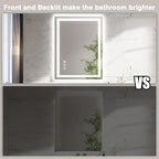 20"x28" LED Bathroom Mirrors for Wall, Front and Backlit Mirror, Anti-Fog Vanity Mirror with Lights, Stepless 3 Colors Dimmable Smart Lighted Mirror(Horizontal/Vertical)
