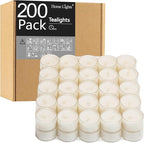 Homelights Tea Lights Candles, Giant 100,200,300 Bulk Packs, 4-4.5 Hrs White Unscented European Smokeless Clear Cup Tea Lights for Shabbat, Weddings, Christmas, Home Decorative- 200 Pack