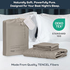 Olive + Crate Tencel Eucalyptus Cooling Duvet Cover Set - Hypoallergenic, Lyocell Tencel Duvet Cover - Temperature Regulating with Hidden Button Closure & Corner Ties - Queen Size [Taupe Sand]