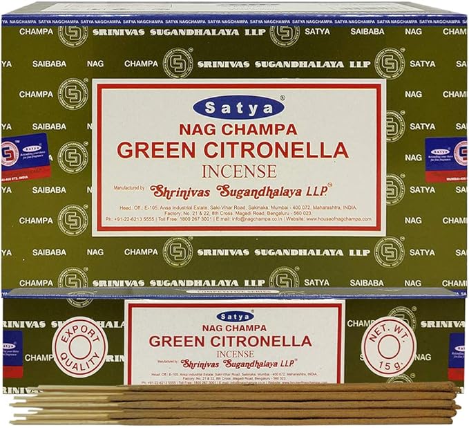 Green Citronella Incense Sticks and Incense Stick Holder Bundle Insence Insense Satya Incense