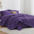 Love's cabin Twin Comforter Set Purple, 5 Pieces Twin Bed in a Bag, All Season Bedding Sets with 1 Comforter, 1 Flat Sheet, 1 Fitted Sheet, 1 Pillowcase and 1 Pillow Sham