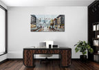 Alenoss Modern Oil Paintings on Canvas Wall Art, Paris Eiffel Tower Landscape Abstract Paintings for Living Room Bedroom Office Wall Decor 48x24 Inches, Ready to Hang