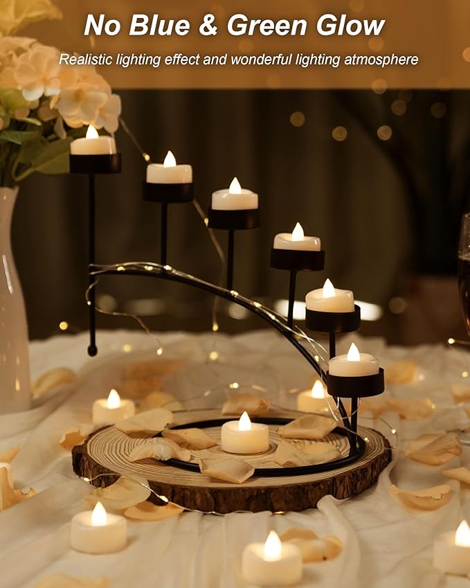 BEICHI Flameless Candles, 12/24/50/100/150 Pack Tea Lights Battery Operated, No Flickering Votive Candles LED Tea Lights for Halloween Christmas Wedding Home (24 Pack, Warm White)
